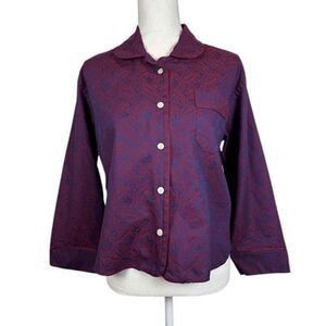 Jason Wu Paisley Blue Red Top Pajama Style Asian Inspired Cuffs / Piping‎ Medium